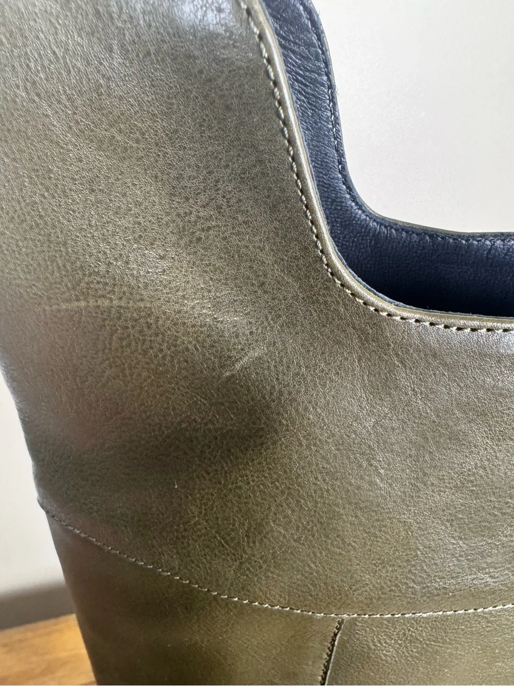 Bronx Clover Over-The-Knee Leather Boots Dark Olive Green Sz 39 NWOT